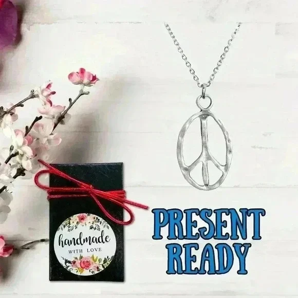 Peace sign necklace hippie accessories hippie jewelry for women stainles… - Picture 5 of 8